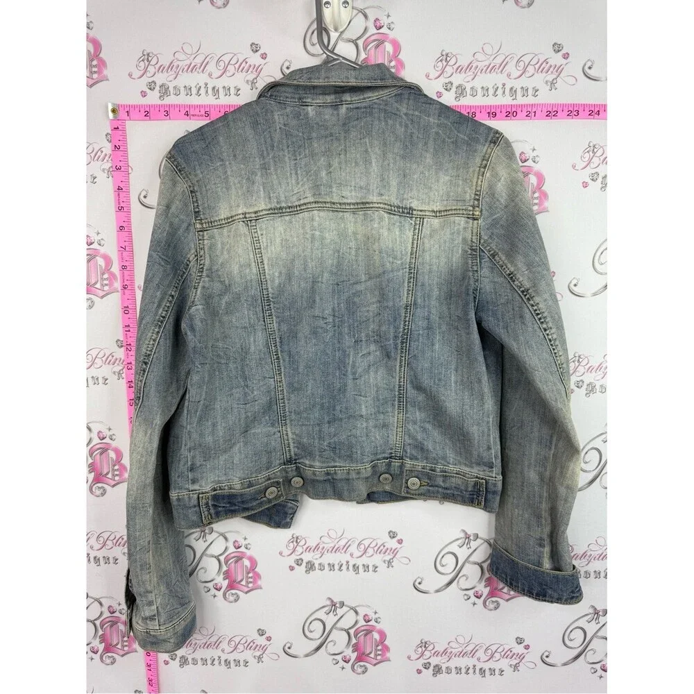 Mavi Jean jacket button up wash light Distressed Light Blue Denim Jacket